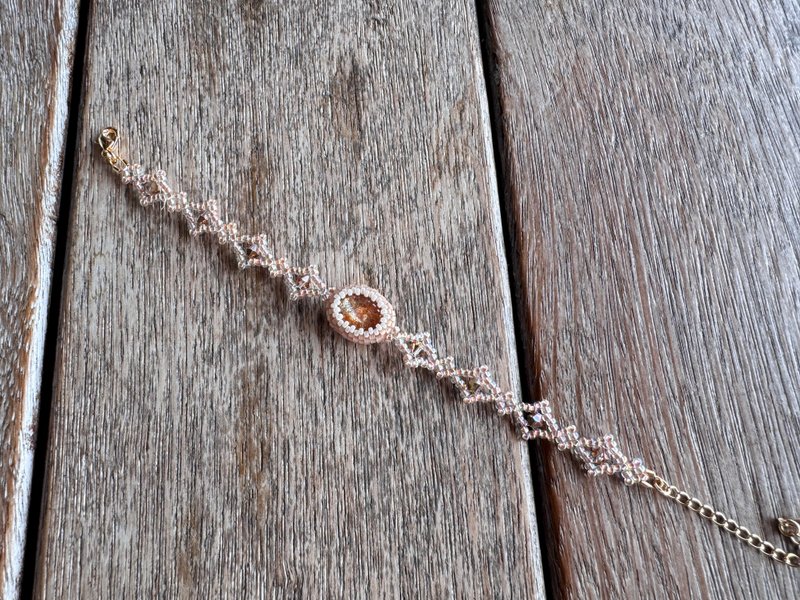 20260142 金草莓晶 串珠 手鍊 - 手鍊/手環 - 半寶石 橘色