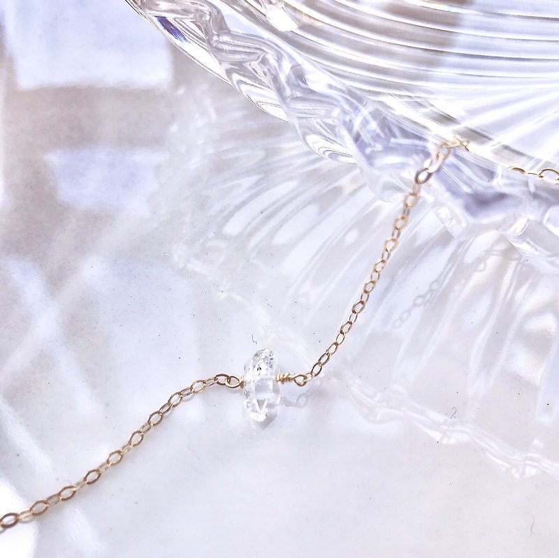 Gemstone Bracelets - Gemstone/Crystal bracelet－Herkimer diamond, 14KGF
