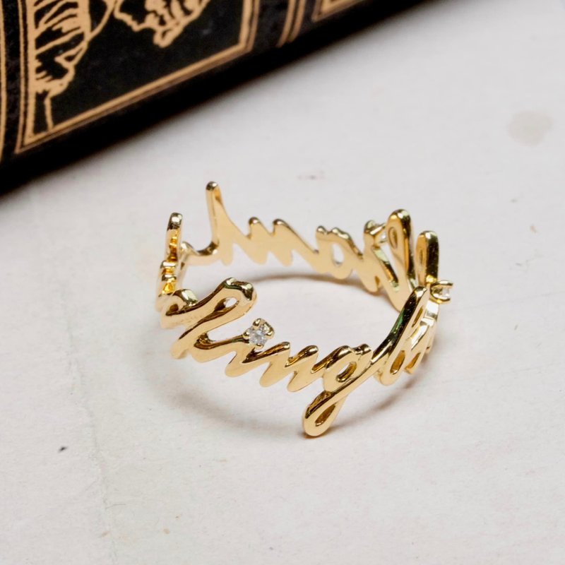 18K Fucking Brilliant English Message Ring - แหวนทั่วไป - เครื่องประดับ สีทอง