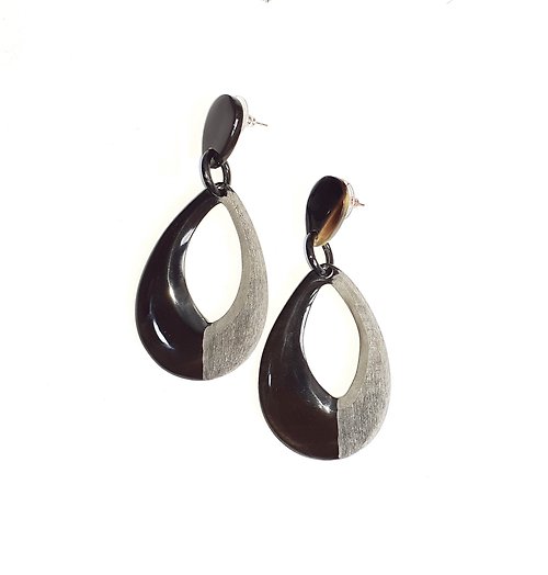 AnhCraft Half Matte Stud Earrings Women Jewelry Gifts Handmade Buffalo Horn Earrings