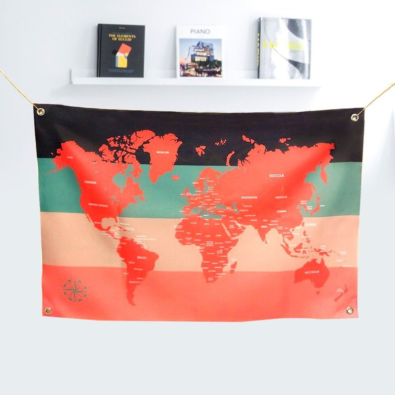 Customized world map tarpaulin rosy rose you - Wall Décor - Other Materials Red
