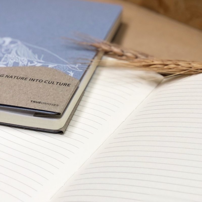 TRUEGRASSES Blue Shell Real Rice Notebook 5x7 Horizontal Line - สมุดบันทึก/สมุดปฏิทิน - วัสดุอีโค สีเขียว