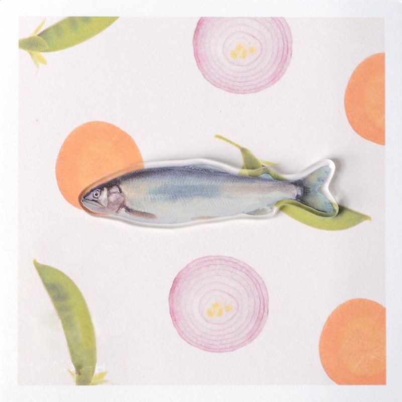 NoMatch substandard design transparent acrylic brooch printing markets salted fish - Brooches - Acrylic Blue
