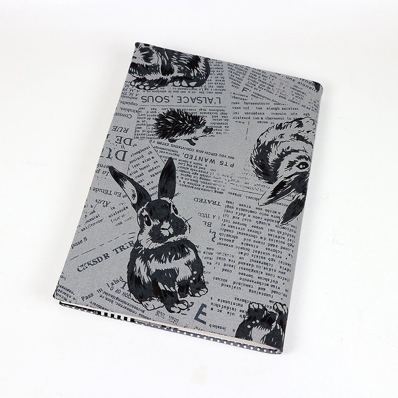 A5 Adjustable Mother's Handbook Cloth Book Cover - Forest Bunny (Grey) - Notebooks & Journals - Cotton & Hemp Gray