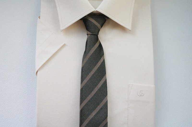 緑のストライプ気質ストライプネクタイシルク狭版tie - ネクタイ・タイピン - シルク・絹 グリーン