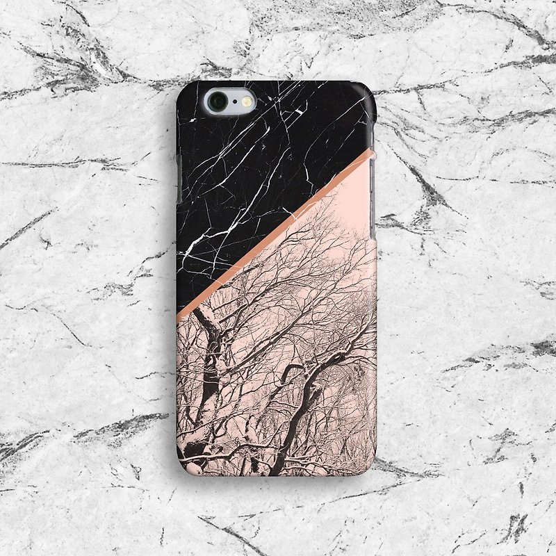 Marble and Trees -Designer iPhone Case. Pattern iphone 8,  7 Plus Case. Elegant Marble iPhone6 Case. iPhone 6 Cover. Geometric iPhone6 - เคส/ซองมือถือ - พลาสติก สีดำ
