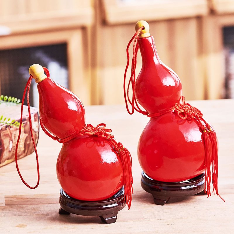 ucky Red Gourd -  (Consecration included) Bring Wealth / Prosperous - Items for Display - Wood Red