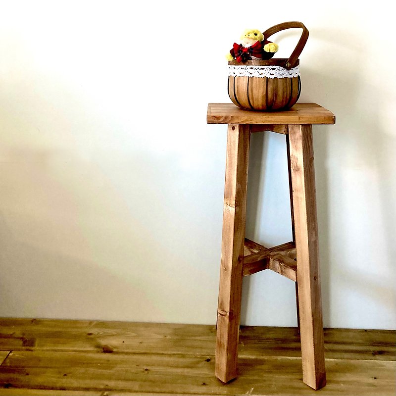 スツール　サイドテーブル　四角い　アンティーク風　椅子　イス　チェアー　62cm  ブラウン - 椅子/沙發 - 木頭 咖啡色