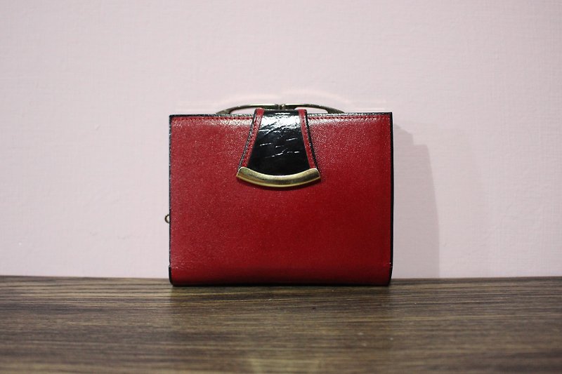 (Vintage) Renoma deep red new antique wallet wallet (birthday gift Valentine's Day gift) - กระเป๋าสตางค์ - หนังแท้ สีแดง