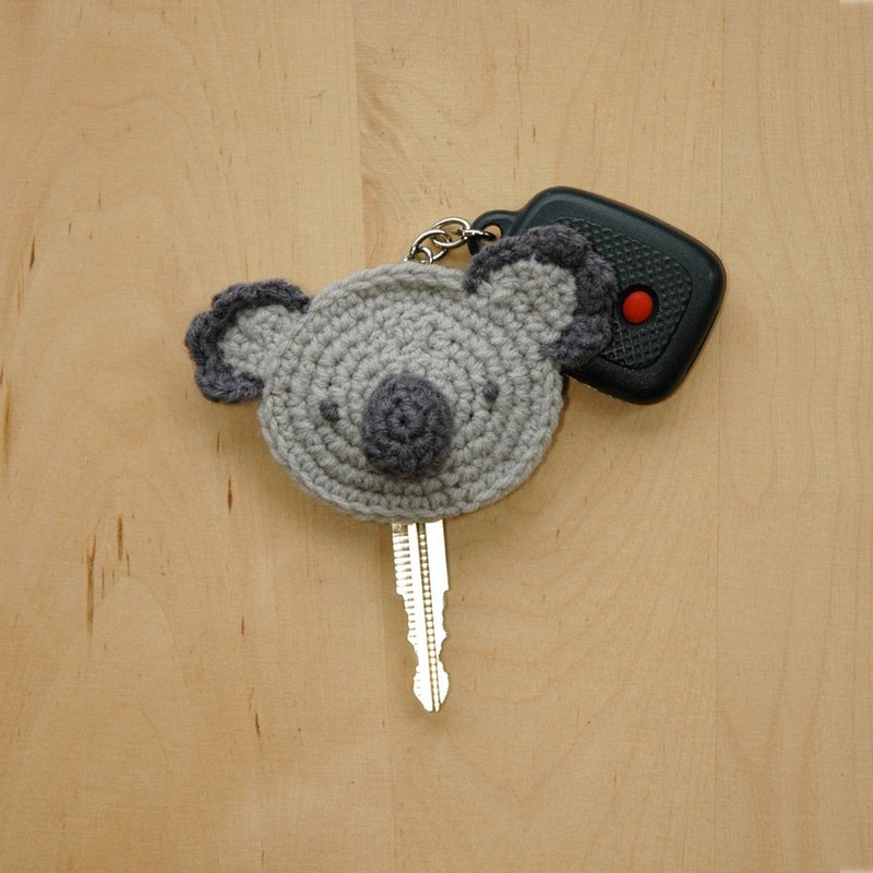 Koala Key Cover - Koala Bear Applique Key Cap - Koala Key Chain - Koala Keychain - ที่ห้อยกุญแจ - ผ้าฝ้าย/ผ้าลินิน สีเทา