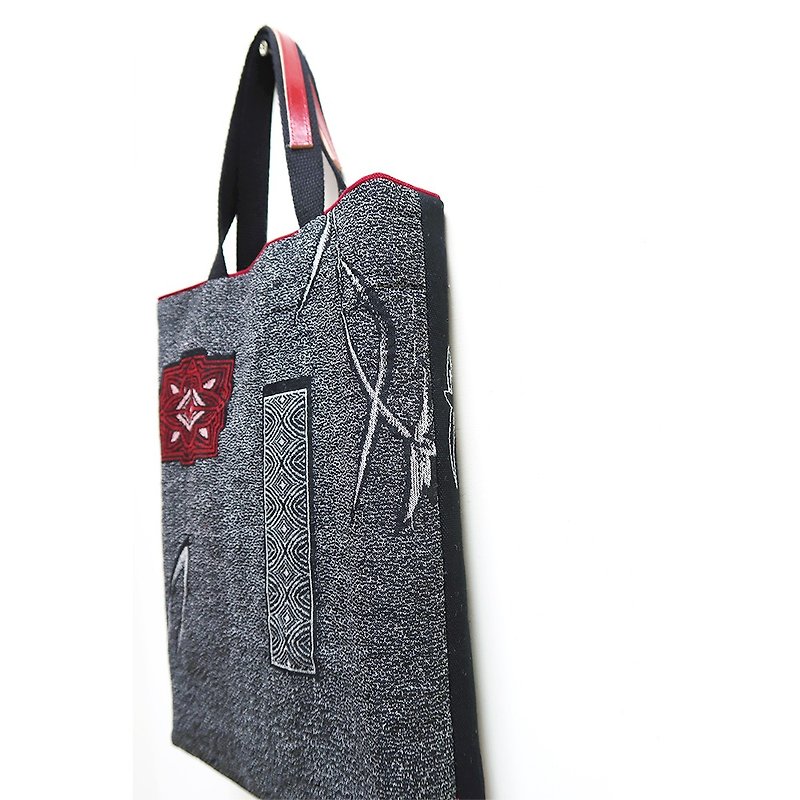 刺繍されたラインストーンを作成するために日本の手織りのハンドバッグ - ショルダーバッグ - コットン・麻 