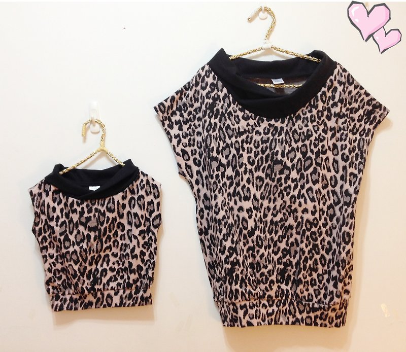 Light and sweet parent-child clothing series ~ thin pink leopard sweater in autumn and winter - อื่นๆ - เส้นใยสังเคราะห์ สีนำ้ตาล