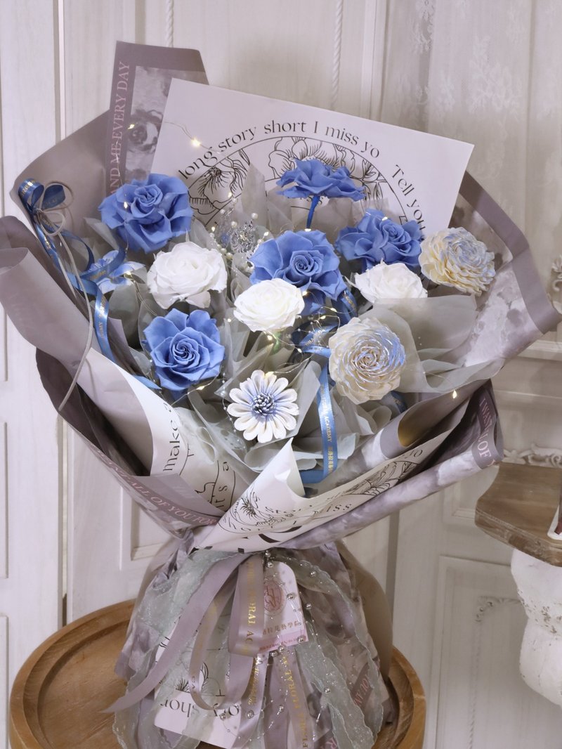 藍白色系永生花束 - 乾燥花/永生花 - 植物．花 藍色