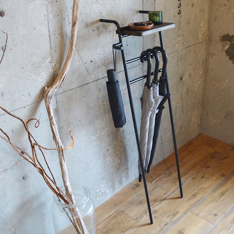 日本COLLEND IRON 實木鋼製靠牆收納傘架 - 收納箱/收納用品 - 其他金屬 咖啡色