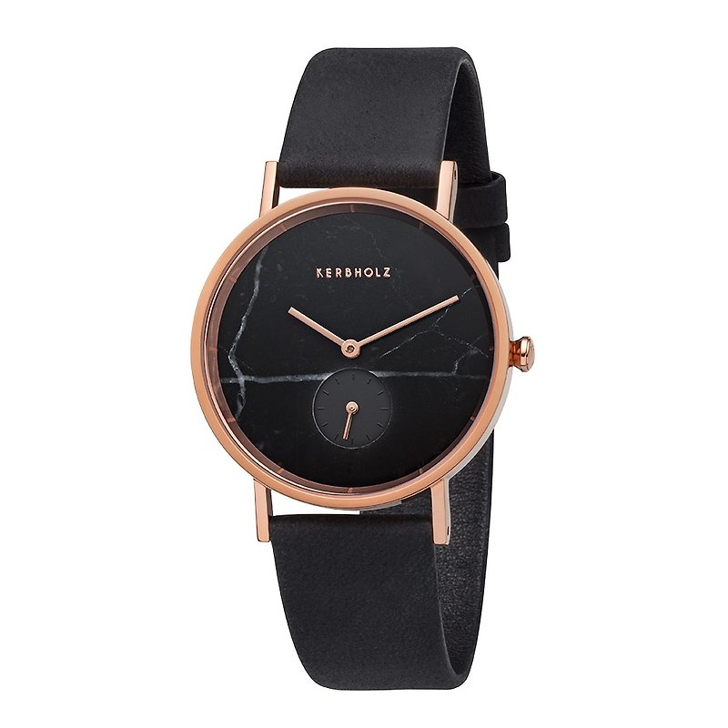 KERBHOLZ-Log Watch-FRIDA-Marble Black-Gold (35mm) - Women's Watches - Other Materials Black