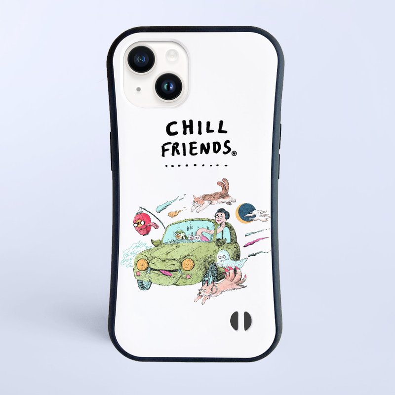 CHILL FRIENDS 妖怪たちのドライブ /耐衝撃グリップiPhoneケース - 手機殼/手機套 - 塑膠 白色