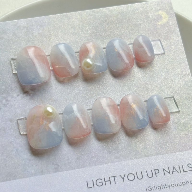 Morning Pearl Nail Patch/Wearable Nail/Customized Nail Art Patch NA93 - Nail Polish & Acrylic Nails - Other Materials Pink