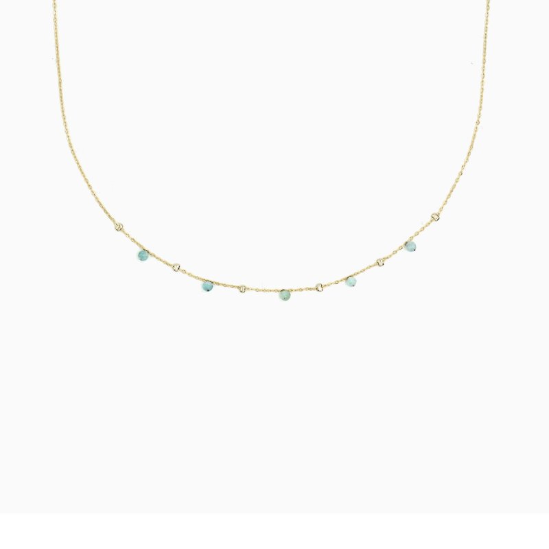 Amazonite Twinkle Necklace - Choker Necklace - Gemstone Necklace - Satellite - Necklaces - Copper & Brass Blue