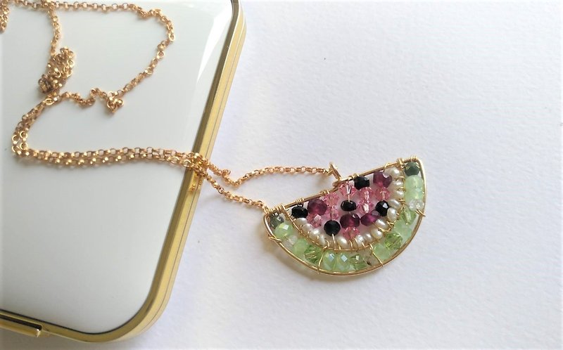 Watermelon Declaration Summer Fashion 14K Gold Necklace - Necklaces - Gemstone Red