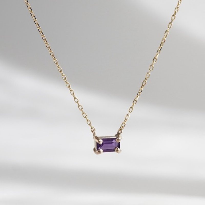 Amethyst octagon necklace [P086K10YG(AM)] - 項鍊 - 寶石 