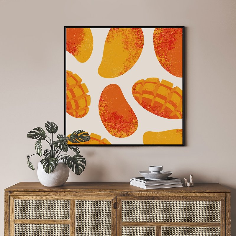 Juicy Mango II-Food Prints, Nordic Design, Room painting - โปสเตอร์ - ผ้าฝ้าย/ผ้าลินิน สีส้ม