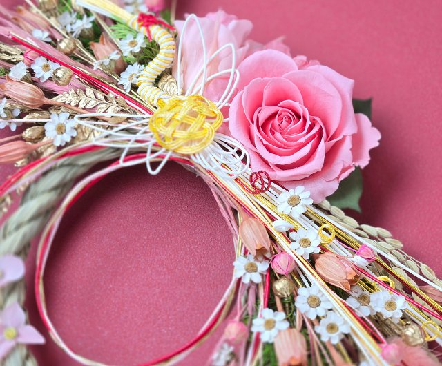 208.お正月飾ダリア　ピンク　しめ縄飾り　和飾り 208.お正月飾ダリア ピンク しめ縄飾り 和飾り しめ縄