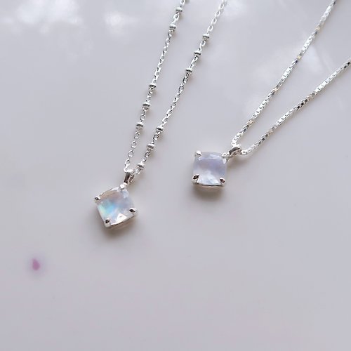 925 Sterling Silver Rectangular Moonstone Natural Stone Unisex Necklace  Clavicle Chain Long Chain Free Gift Packaging - Shop COOL & HOT Necklaces -  Pinkoi
