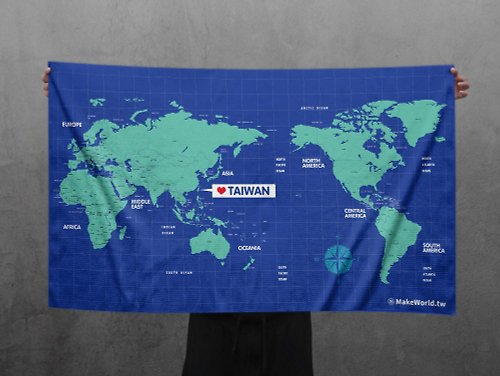 MakeWorld.tw 地圖製造 Make World地圖製造運動浴巾(湛藍)