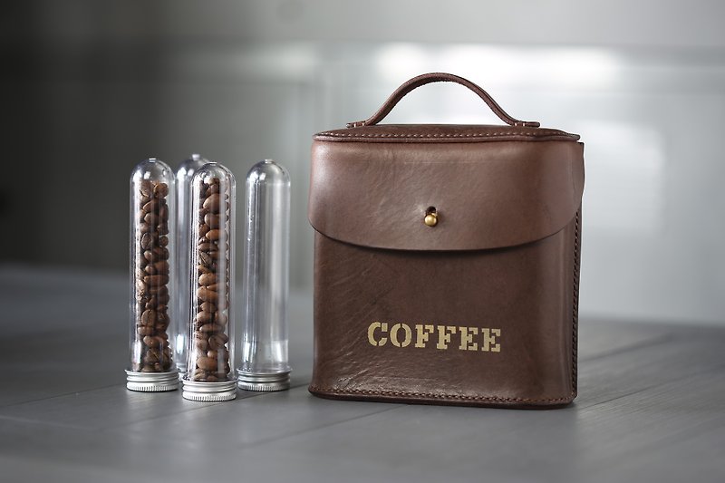 COFFEE 1000咖啡獨享隨行鞄 訂製牛革外出攜行包 二戰德軍風格 - 其他 - 真皮 咖啡色