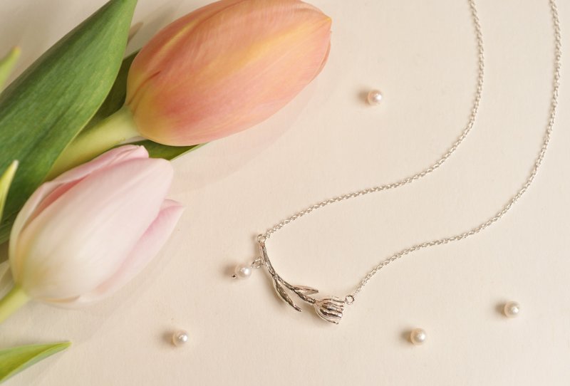 Ermao Silver[Flower Series─Tulip-Necklace] Silver - Necklaces - Sterling Silver Silver