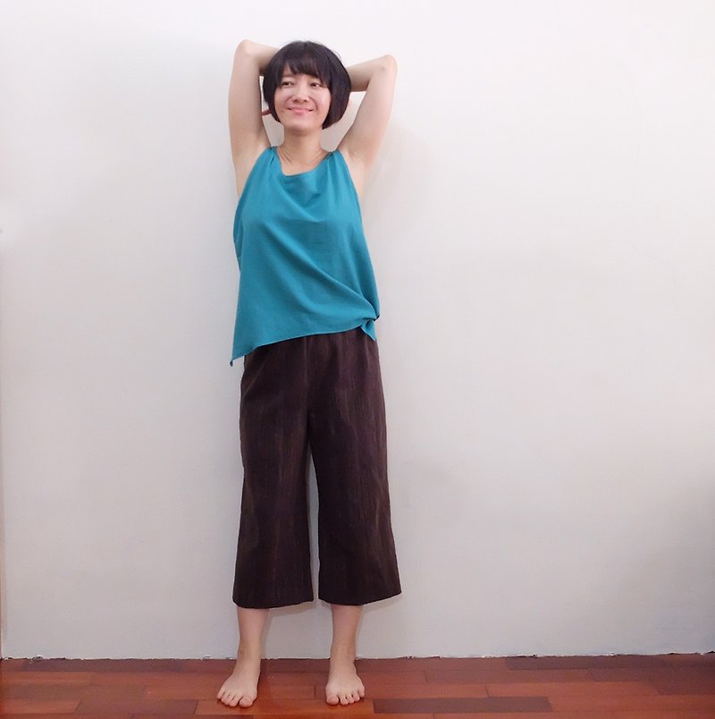 3:37 pm Wide trousers Japanese first dyed cotton deep iron gray - กางเกงขายาว - ผ้าฝ้าย/ผ้าลินิน สีดำ
