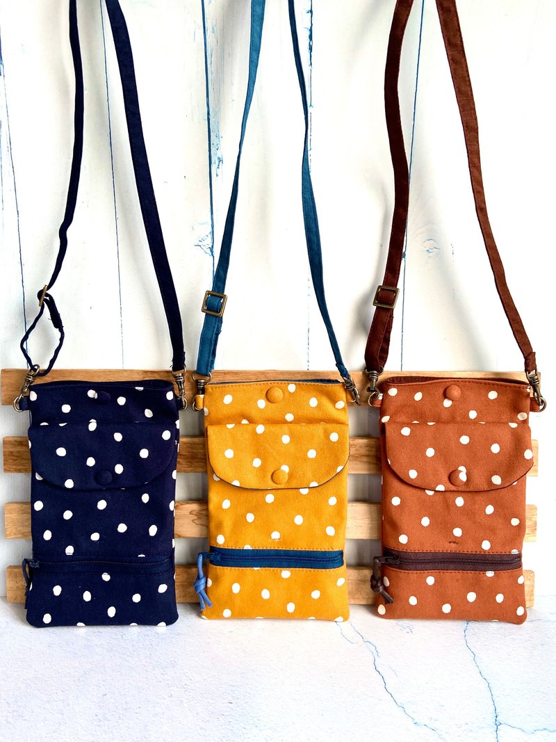 Shuiyu Diandot automatically sorts banknotes, change, mobile phone bag, made of Japanese canvas, and comes with an adjustable strap - Messenger Bags & Sling Bags - Cotton & Hemp 