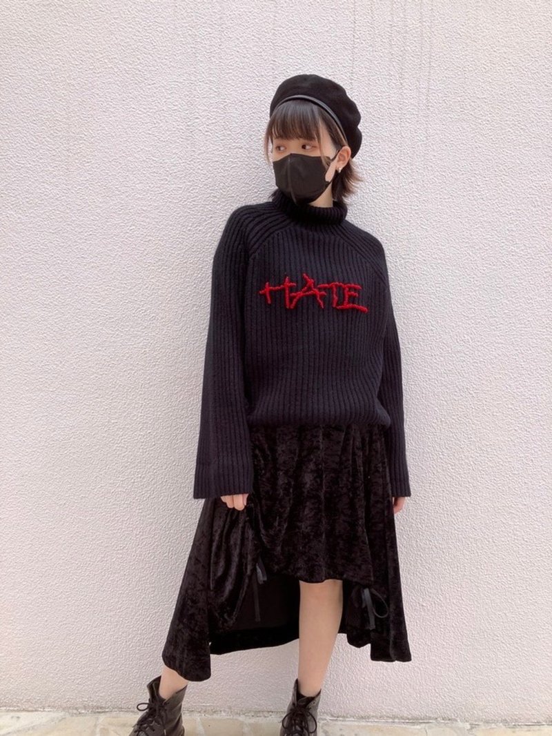 HATE セーター/ブラック/Fサイズ/hellcatpunks/hcp-kn-0023 - 女毛衣/針織衫 - 壓克力 黑色