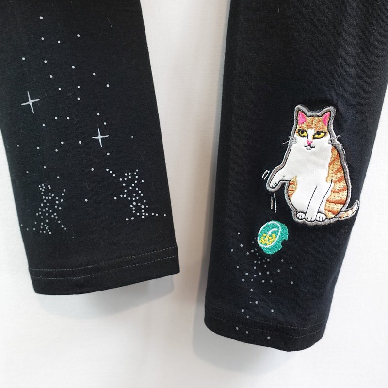 Urb.【Canned Cat】Pants - กางเกงเลกกิ้ง - ผ้าฝ้าย/ผ้าลินิน สีดำ