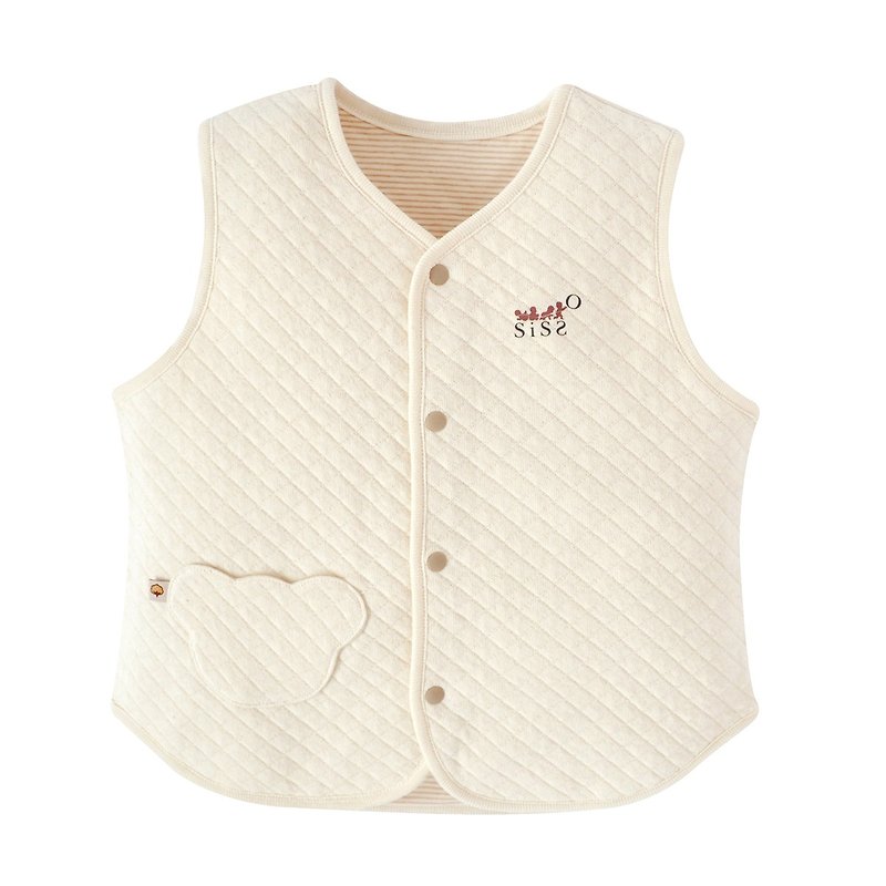 [SISSO Organic Cotton] Sunshine Air Cotton Double Sided Vest (Stripes) - Tops & T-Shirts - Cotton & Hemp White