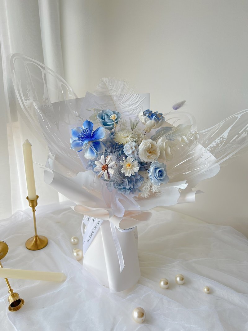 SeeFloralDesign Blue Butterfly Permanent Butterfly Bouquet - Dried Flowers & Bouquets - Plants & Flowers 