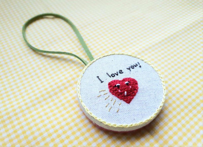 情人節心愛的系列/立體刺繡吊飾/I love you/sweet/so nice - 吊飾/掛飾 - 繡線 