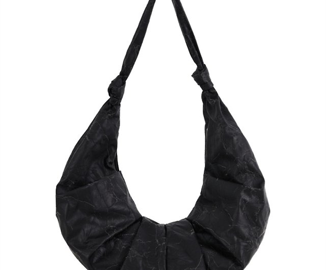Black rock gray Whiplash burst dumpling bag oversize wrinkled bag crossbody bag  shoulder bag - Shop DirtySix Messenger Bags u0026 Sling Bags - Pinkoi