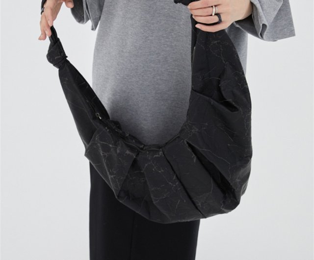 Black rock gray Whiplash burst dumpling bag oversize wrinkled bag crossbody bag  shoulder bag - Shop DirtySix Messenger Bags u0026 Sling Bags - Pinkoi