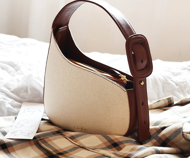 The Row Half Moon Leather Shoulder Bag in Brown