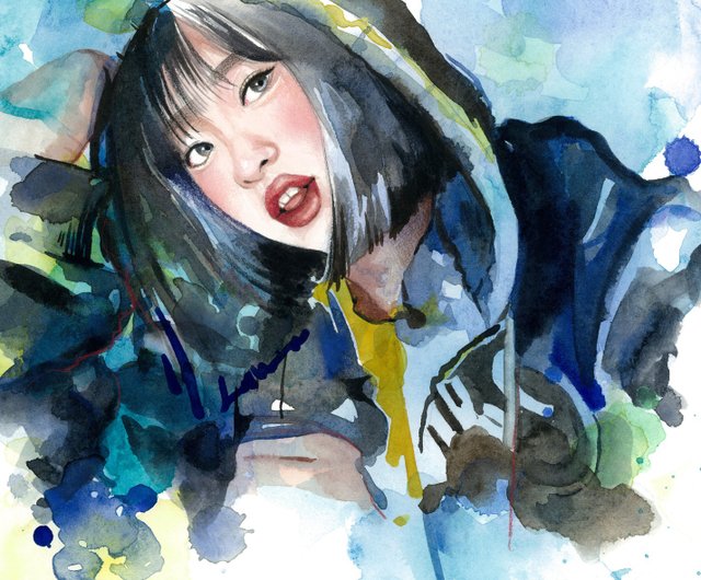 グレースアートスタジオ 雨のしずく風 水彩画 似顔絵 似顔絵