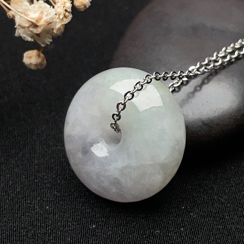 冰糯綠翡翠平安扣項鍊 | 天然緬甸玉翡翠A貨 | 送禮 - 項鍊 - 玉石 綠色