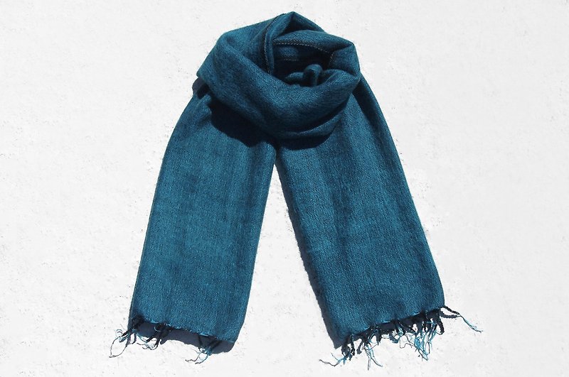 Christmas gifts exchange gifts emergency gifts limited a national wind shawl / boho knitted scarves / knitted scarves / knitted shawls / blankets - blue + black knit forest simple fashion - Scarves - Wool Blue