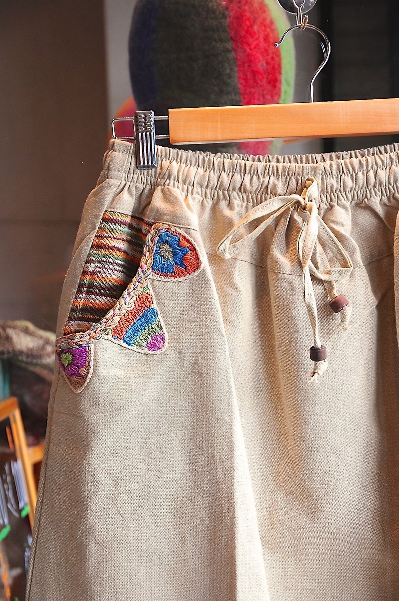 Purin select zakka Nepal black knit skirt pocket (BJ1603052) - กระโปรง - กระดาษ สีกากี