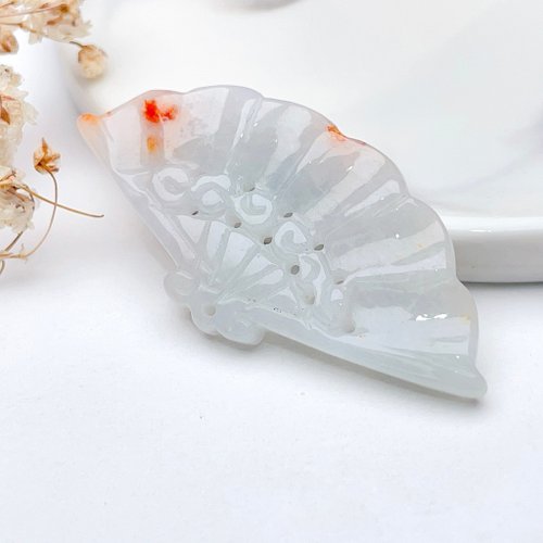 瓔珞珠寶盒 E.L.Jewelry Box 【良‧善】冰飄紅翡翠扇子吊墜 | 天然緬甸A貨翡 | 送禮
