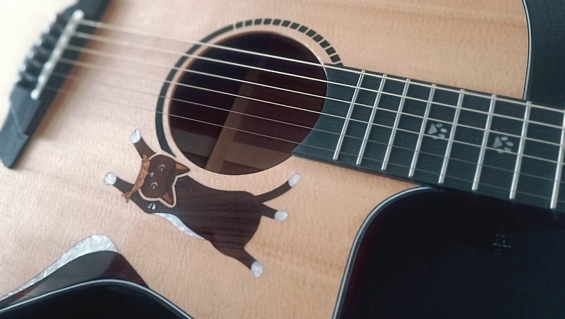 台灣品牌 流浪貓 鑲嵌全單板 41寸吉他 - 結他/樂器 - 木頭 咖啡色