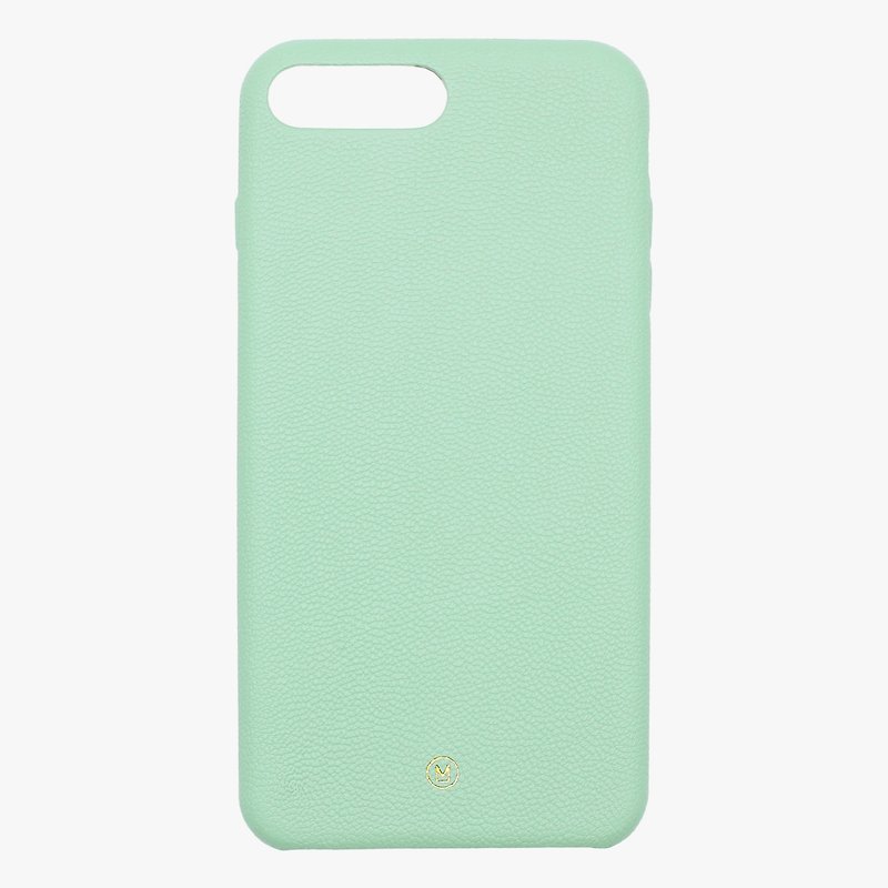 [Customized gift] Handmade genuine leather anti-drop iPhone case with lettering - เคส/ซองมือถือ - หนังแท้ สีเขียว