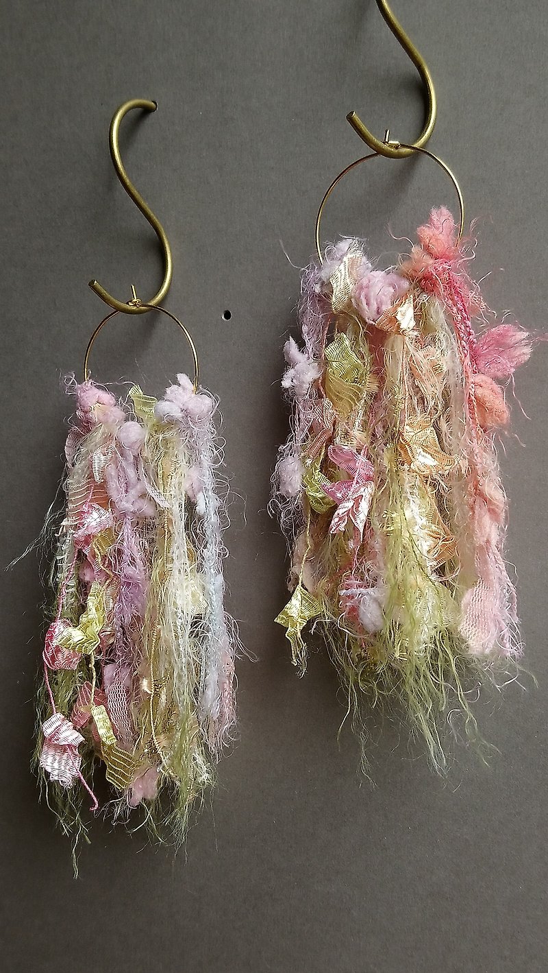 Japanese Sayed Line Earrings - Earrings & Clip-ons - Cotton & Hemp Pink