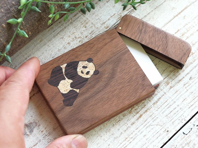 Wooden business card holder / Panda / walnut - ที่เก็บนามบัตร - ไม้ 