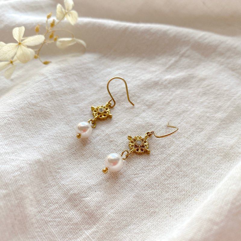 Sweet promise-Brass zircon earrings - Earrings & Clip-ons - Copper & Brass Multicolor
